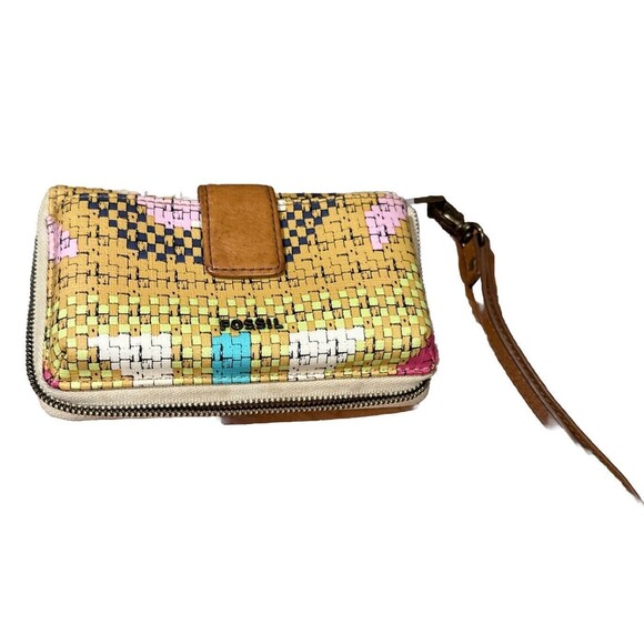 FOSSIL Print Phone Wristlet Bright Tech Zip Around Wallet Clutch SL5096670 - Picture 4 of 11